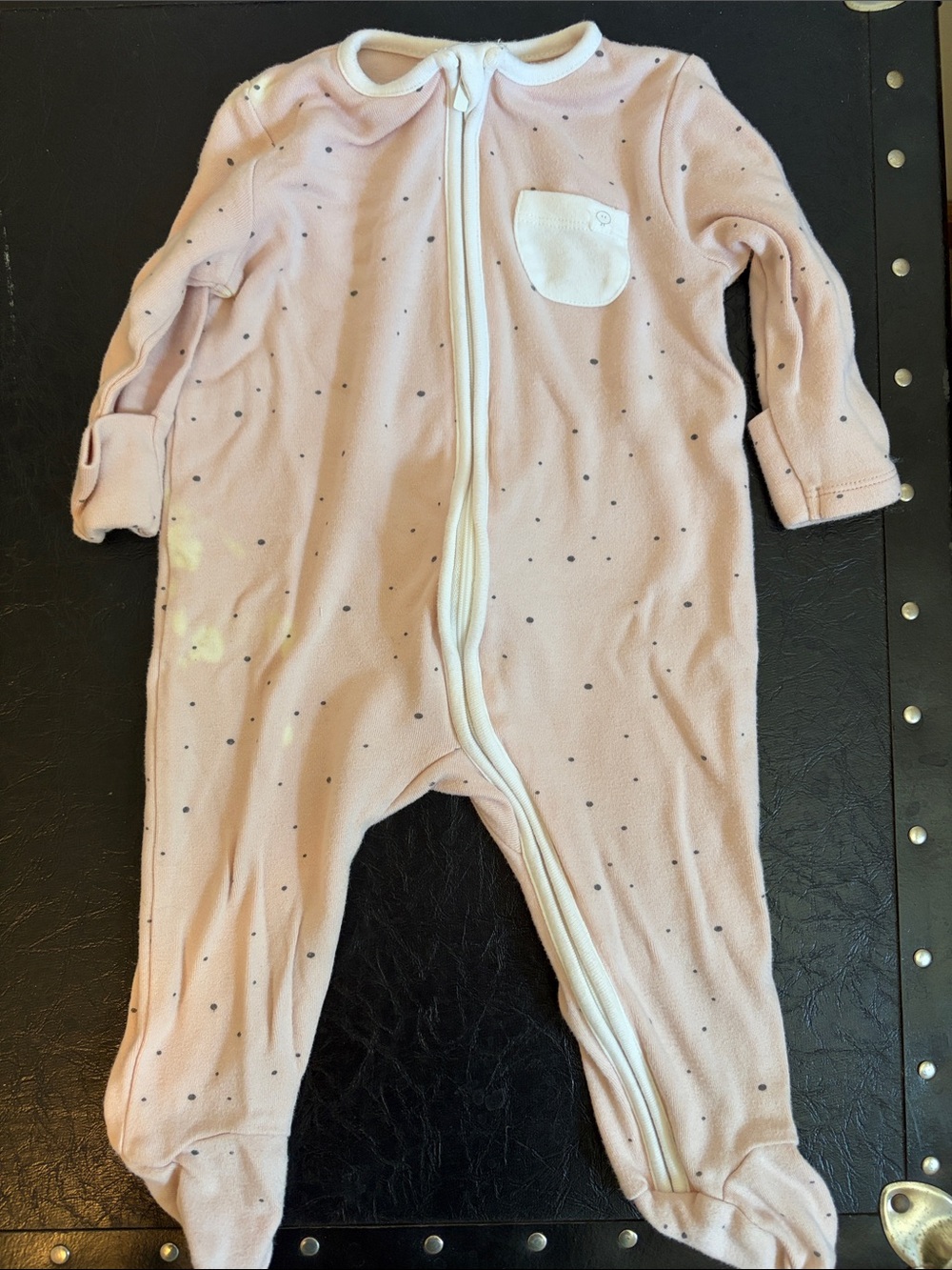 Soft Pink Polka Dot Baby One-Piece Footed Sleeper